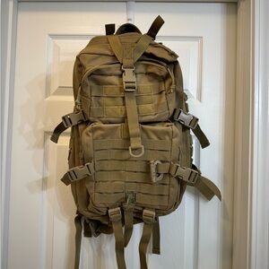 Camel brown military backpack